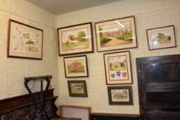 Collection of eight framed Alderson watercolours including local buildings.