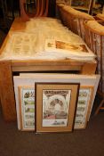 Collection of unframed and framed Alderson topographical prints.