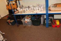 Collection of assorted tools, electrical tools, workbench, garden tools etc.