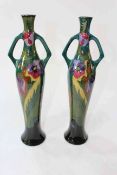 Pair Gouda (symbol mark and Zuid-Holland) Art Nouveau two handle vases,