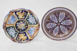Majolica plate and Persian design plate with Victorian registration mark (2).