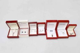 Six pieces of boxed 'Hot Diamonds' jewellery, and Pandora earrings (7).