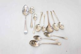 Eleven silver spoons including Victorian teaspoons.