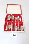 Six German silver Old English pattern teaspoons, cased.