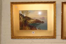 Shapland, Coastal Scene, watercolour, signed lower right, 24cm by 34cm, in gilt glazed frame.