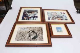 Space astronaut framed photo autographs (4) depicting Alan Shepherd (First American in Space),