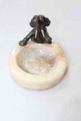 Bergman, Austria bronze elephant mounted alabaster ashtray, 14cm high.