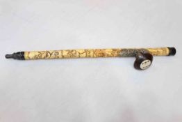 Chinese opium pipe, with figure decoration, 47cm length.