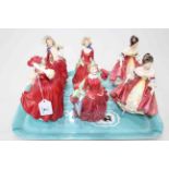 Collection of six Royal Doulton figures including Southern Belle x 2, Blithe Morning, Buttercup,