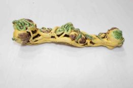 Chinese pottery fruit entwined piece, 30cm length.