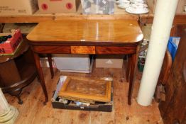 Victorian inlaid mahogany fold top tea table, 74cm by 97cm by 47.5cm (closed).