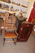 Two 19th Century corner wall cabinets, Victorian Country rocking chair,