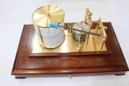 Modern barograph in mahogany case, 39cm wide.