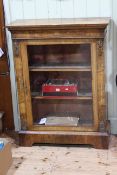 Victorian walnut and satinwood glazed panel door pier cabinet, 108cm x 82.5cm x 35cm.