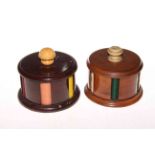 Two wooden game counter holders, 11cm high.