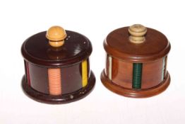 Two wooden game counter holders, 11cm high.
