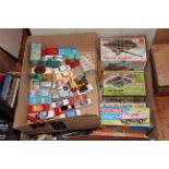 Tin plate Pullman railway carriage, box of Dinky, Corgi and other model vehicles,