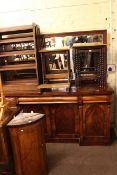 Victorian mahogany mirror backed four door chiffonier, 194cm x 205cm x 63cm.