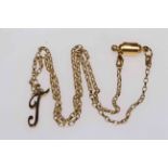 9 carat gold chain necklace, 58cm, with initial pendant (magnetic fastener).