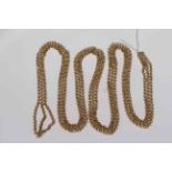 9 carat gold triple strand mesh chain, 90cm length.