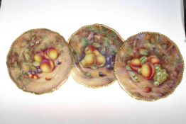 Three Royal Worcester fruit painted plates each 26cm dia.