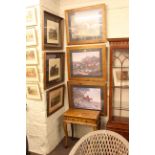 Six framed hunting prints and hardwood console table (7).