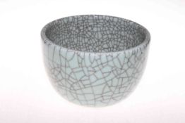 Large Chinese crackle glaze bowl with seal mark, 22.5cm diameter.