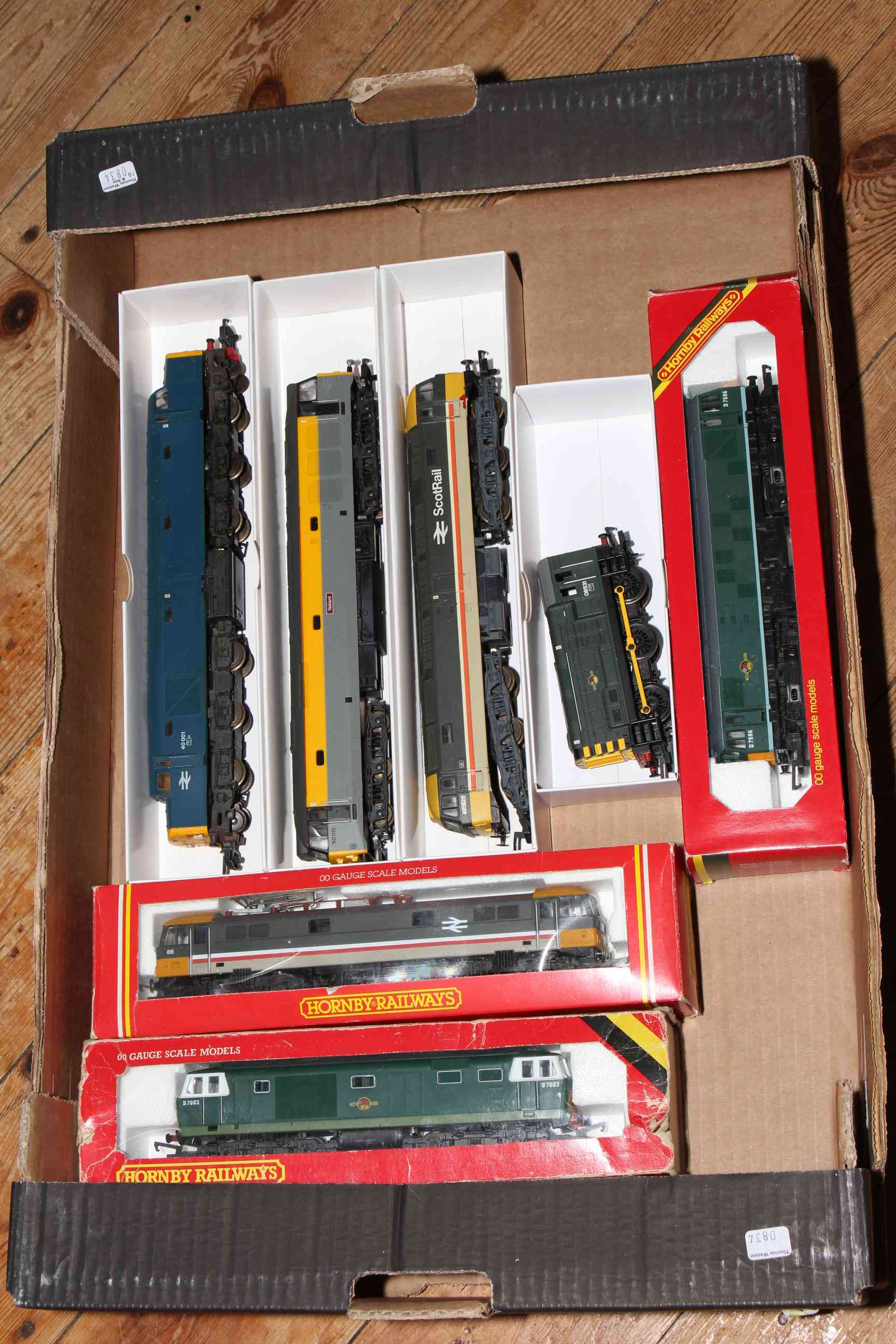 Box of seven assorted Locomotive trains.