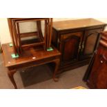 Two door side cabinet and polished cabriole leg coffee table (2).