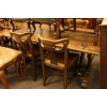 Oak seven piece dining suite comprising two door sideboard,