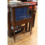 Small Edwardian mahogany and chequer inlaid display cabinet,