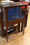 Small Edwardian mahogany and chequer inlaid display cabinet,