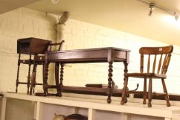 Two Victorian child's chairs, oak barley twist window seat and bobbin leg drop leaf side table (4).