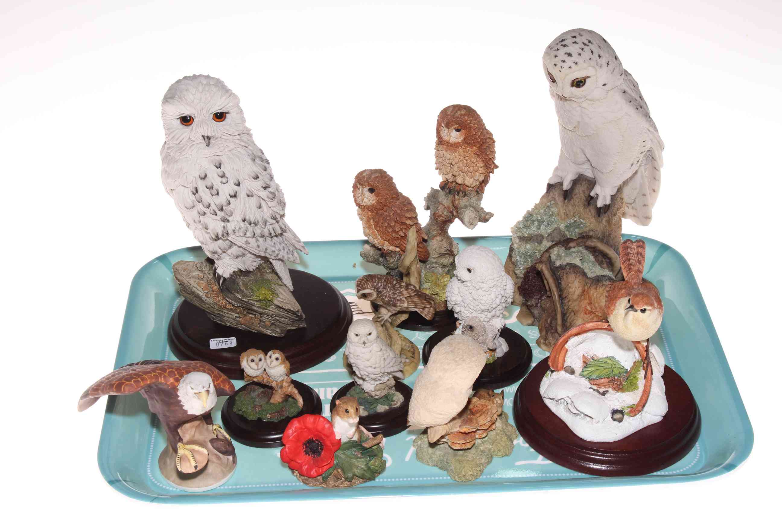 Border Fine Arts Teviotdale and Country Artists Owl and Bird ornaments.