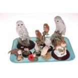 Border Fine Arts Teviotdale and Country Artists Owl and Bird ornaments.