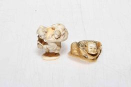 Two Japanese ivory figure netsuke.