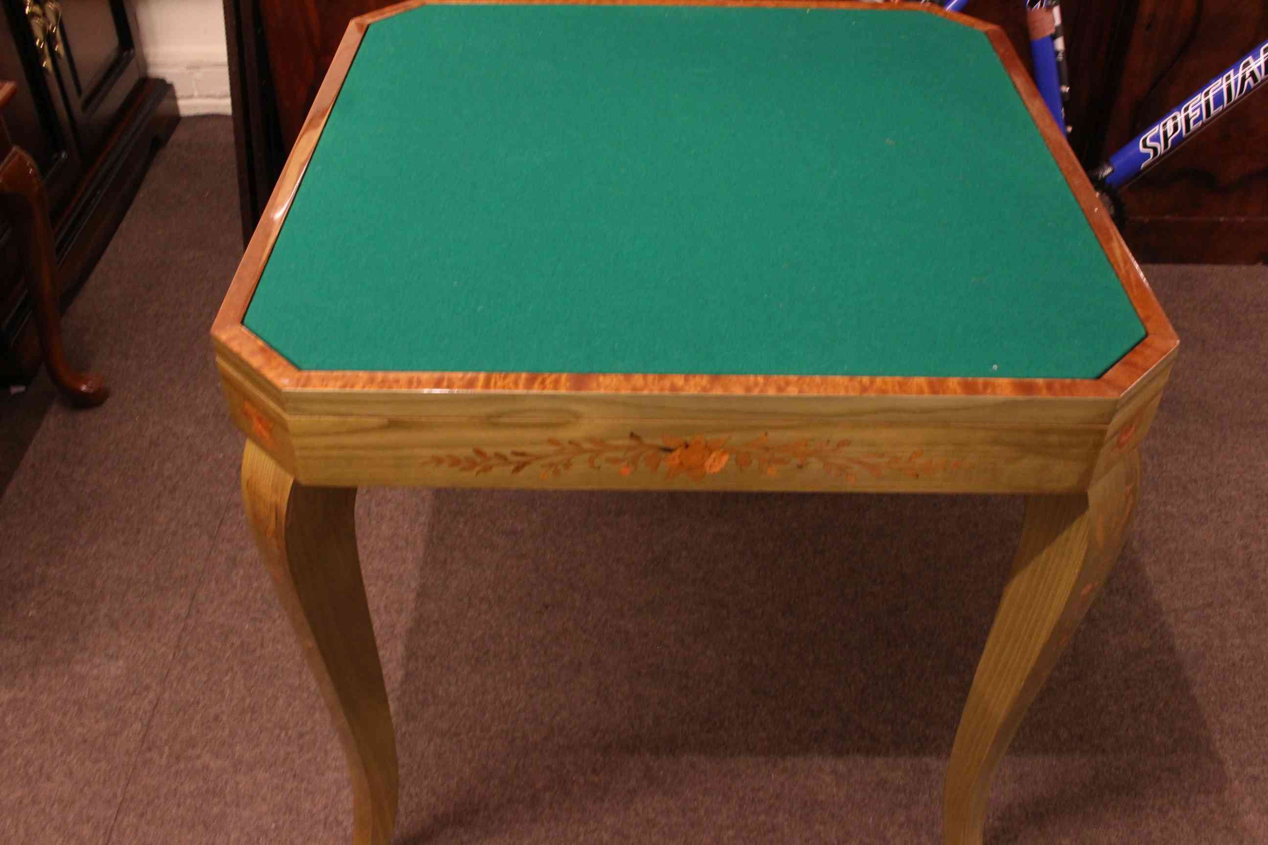 Floral inlaid combination games table, 76cm square, - Image 3 of 5