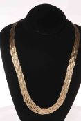 9 carat gold crosshatch design necklace, 40cm length.