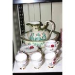 Royal Stafford Roses to Remember tea set, jug and wash bowl.