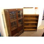 1920's oak leaded glazed two door bookcase and oak four tier open bookcase (2).