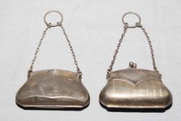 Two silver purses, Chester 1915 and Birmingham 1918.