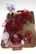 Victorian ruby glass hors d'ouvres dish, bowl, preserve dish,