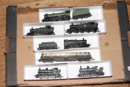 Six model Locomotives including two with tenders and Lima Tramcar.