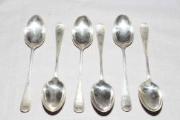 Edwardian set of six silver teaspoons, Sheffield 1904.