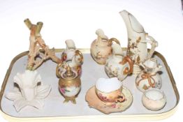 Collection of Royal Worcester Blush Ivory china including jugs, vases, cup and saucer,