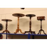 Three Victorian circular tripod occasional table and single drawer tripod table (4).