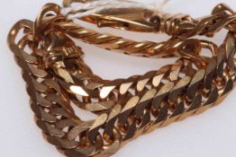 9 carat gold flat chain link bracelet, 20.5cm length.