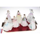 Seven Royal Doulton lady figures including Veronica, Miranda, Julia, Lyndsey, etc.