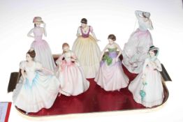 Seven Royal Doulton lady figures including Veronica, Miranda, Julia, Lyndsey, etc.