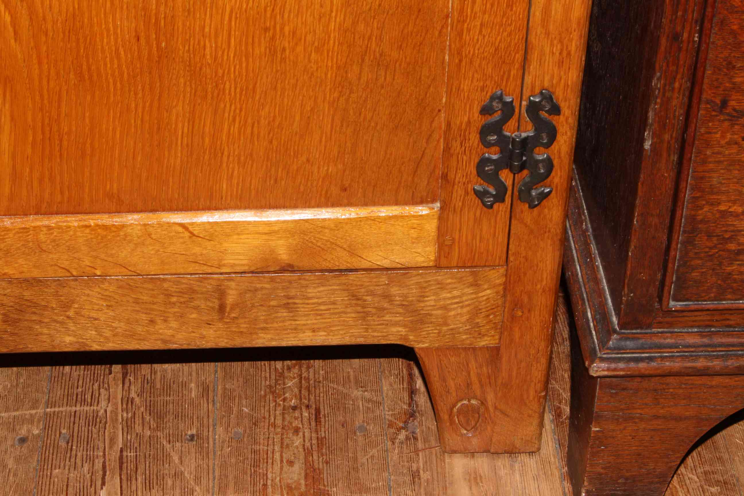 Alan 'Acornman' Grainger Yorkshire oak adzed cut sideboard having three drawers above two cupboard - Image 2 of 2